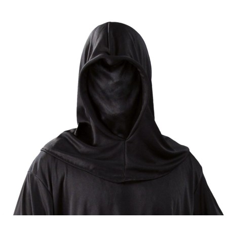 Careta sin rostro capucha negra tela halloween