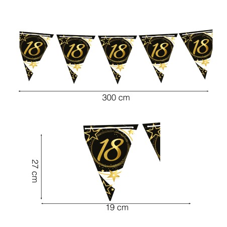 Guirnalda banderin triangular 18 cumpleaños 3 mt-Tus Disfraces baratos