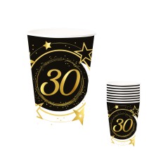 Vasos 30 cumpleaños 6 uds 9 cm