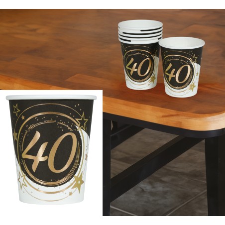 Vasos 40 cumpleaños 6 uds 9 cm-Tus Disfraces baratos
