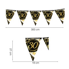 Guirnalda banderin triangular 30 cumpleaños 3 mt-Tus Disfraces baratos