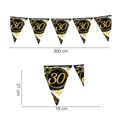 Guirnalda banderin triangular 30 cumpleaños 3 mt-Tus Disfraces baratos