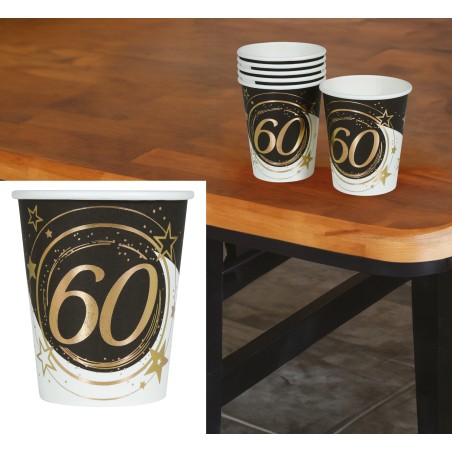 Vasos 60 cumpleaños 6 uds 9 cm-Tus Disfraces baratos