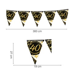 Guirnalda banderin triangular 40 cumpleaños 3 mt-Tus Disfraces baratos