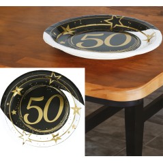 Platos 50 cumpleaños 6 uds de 23 cm-Tus Disfraces baratos