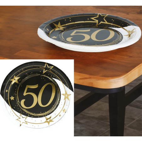 Platos 50 cumpleaños 6 uds de 23 cm-Tus Disfraces baratos