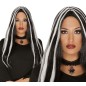 Peluca negra mechon negro 60 cm bruja