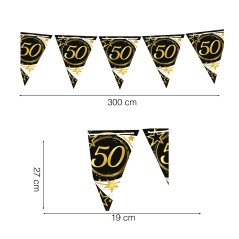 Guirnalda banderin triangular 50 cumpleaños 3 mt-Tus Disfraces baratos