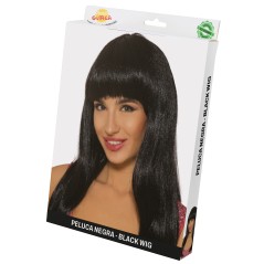Peluca melena con flequillo morena-Tus disfraces baratos