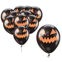 Globos negro calabazas halloween 10 uds de 30 cm-Tus Disfraces baratos