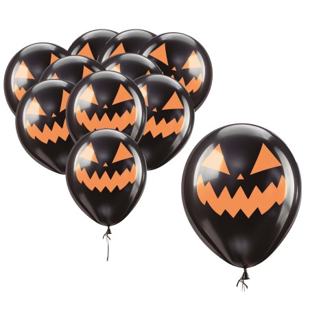 Globos negro calabazas halloween 10 uds de 30 cm-Tus Disfraces baratos