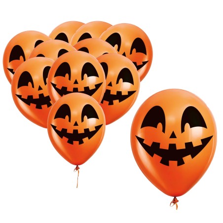Globos naranjas calabaza halloween 10 uds de 30 cm-Tus Disfraces