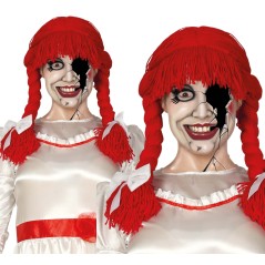 Peluca muñeca de trapo roja coletas-Tus disfraces baratos