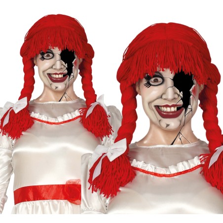 Peluca muñeca de trapo roja coletas-Tus disfraces baratos