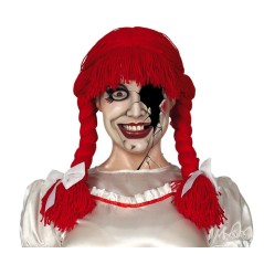 Peluca muñeca de trapo roja coletas
