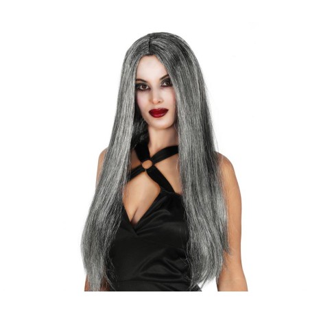 Peluca lisa gris zombie o anciana