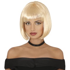 Peluca rubia corta con flequillo