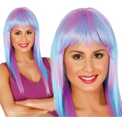 Peluca azul mechas calidad extra melena larga-Tus disfraces baratos