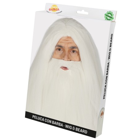 Peluca y barba blanca mago