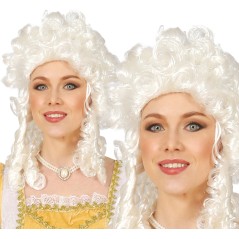 Peluca marquesa veneciana de epoca blanca tirabuzones-Tus disfraces baratos