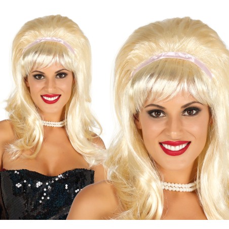 Peluca rubia con cinta pop art-Tus disfraces baratos