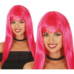 Peluca rosa larga con flequillo-Tus disfraces baratos