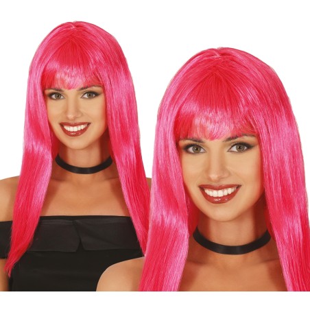 Peluca rosa larga con flequillo-Tus disfraces baratos