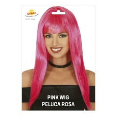 Peluca rosa larga con flequillo-Tus disfraces baratos