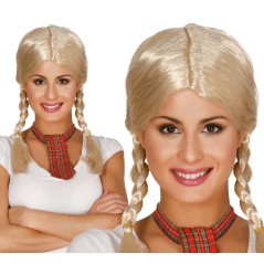 Peluca rubia con trenzas colegiala-Tus disfraces baratos