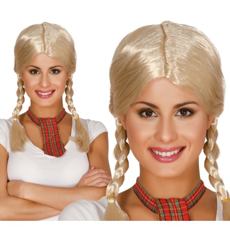 Peluca rubia con trenzas colegiala-Tus disfraces baratos