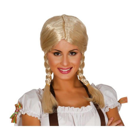Peluca rubia con trenzas colegiala