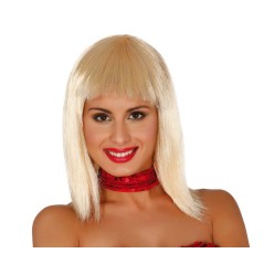Peluca media melena flequillo rubia