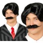 Peluca negra con bigote gomez