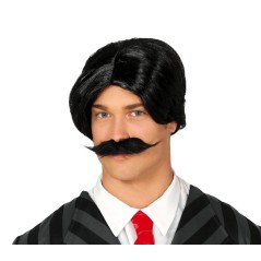 Peluca negra con bigote gomez