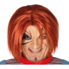 Peluca naranja similar a Chucky el muñeco diabolico-Tus Disfraces