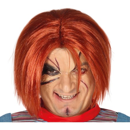 Peluca naranja similar a Chucky el muñeco diabolico-Tus Disfraces