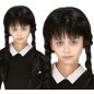 Peluca trenzas negras con flequillo infantil
