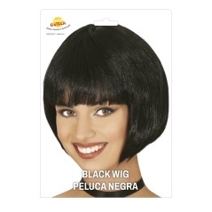 Peluca negra corta con flequillo-Tus disfraces baratos