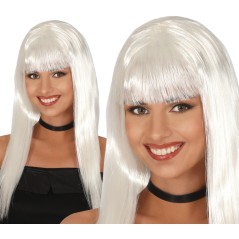 Peluca blanca larga con flequillo-Tus disfraces baratos