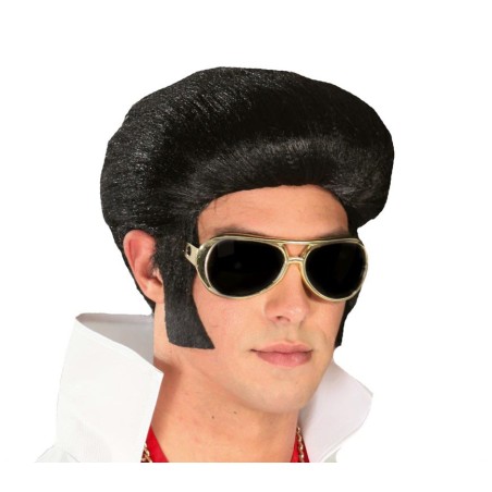 Peluca elvis travolta negra tupe