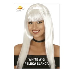 Peluca blanca larga con flequillo-Tus disfraces baratos