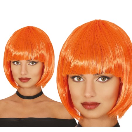 Peluca naranja corta con flequillo-Tus disfraces baratos