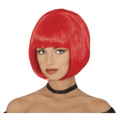 Peluca roja corta con flequillo
