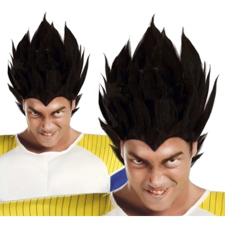 Peluca vegeta guerrero espacial negra -Tus disfraces baratos