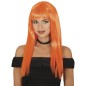 Peluca naranja larga con flequillo