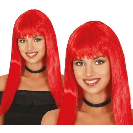 Peluca roja larga con flequillo-Tus disfraces baratos