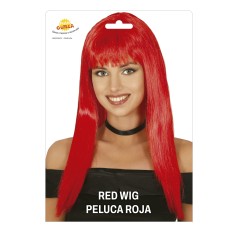 Peluca roja larga con flequillo-Tus disfraces baratos