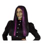 Peluca bruja negra mechon morado