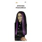 Peluca bruja negra mechon morado