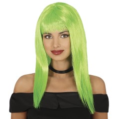 Peluca verde larga con flequillo